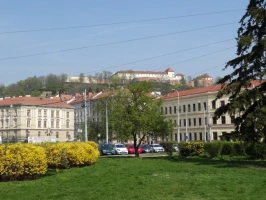 pohled na hrad Špilberk z Mendlova náměstí
