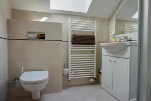 apartmán Vašek: koupelna se sprchovým koutem, umyvadlem a WC