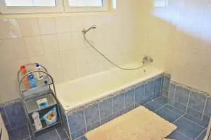 koupelna s vanou, sprchovým koutem a umyvadlem