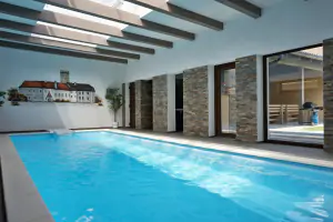 zapuštěný vnitřní bazén (8 x 3 x 1,6 m)