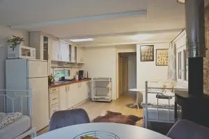 obytný pokoj s kuchyňském koutem
