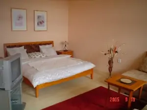 Mezi základní vybavení apartmánu patří pohodlná manželská postel