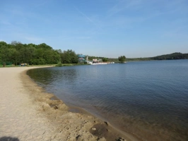 písčeté pláže u Máchova jezera