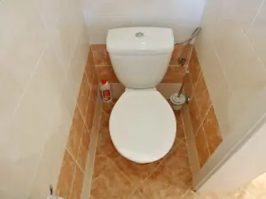 samostatné WC je přístupné přes koupelnu (pravá část chaty)