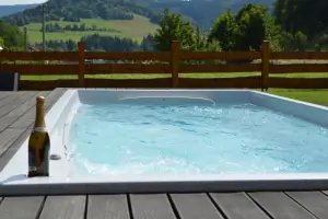 Na zahradě je k dispozici zapuštěný vyhřívaný relaxační bazén s protiproudem