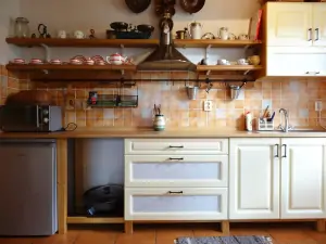 kuchynský kout je od obytného pokoje opticky oddělen