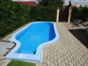 k dispozici je zapuštěný bazén (7 x 3 x 1,4 m)