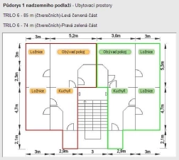 půdorys obytného prvního patra domu