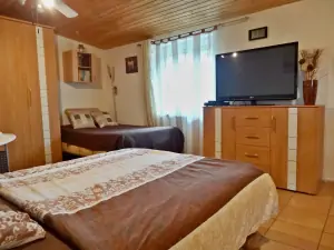 ložnice s dvojlůžkem a lůžkem (TV na fotografii již není k dispozici)
