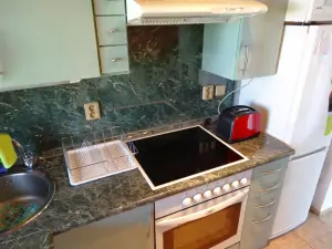 srub - kuchyňský kout je plně vybaven včetně myčky na nádobí