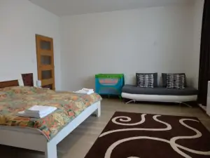 apartmán č. 1 - ložnice s dvojlůžkem, lůžkem a rozkládacím gaučem pro 1 osobu