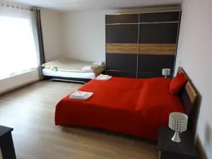 apartmán č. 2 - ložnice s dvojlůžkem a s rozkládacím gaučem pro 2 osoby