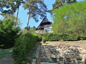 chata Hněvkovice na levém břehu Vltavy - spodní pohled