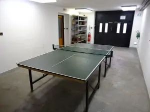 v garáži je umístěn stolní tenis