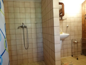 koupelna je vybavena sprchovým koutem, umyvadlem a WC