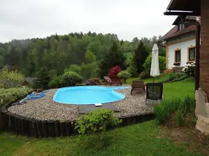 zapuštěný bazén (7 x 3 x 1,5 m)