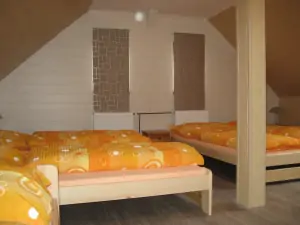 ložnice v přízemí s dvojlůžkem, 3 lůžky a TV