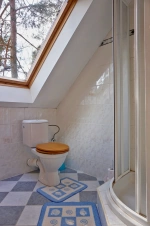 koupelna se sprchovým koutem, WC a umyvadlem