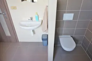 WC a umyvadlo v koupelně v podkroví