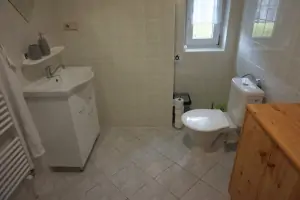 k ložnici náleží koupelna se sprchovým koutem, umyvadlem a WC