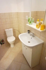 apartmán č. 1 - koupelna se sprchovým koutem, umyvadlem a WC