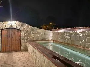 nadzemní zabudovaný bazén (8 x 2,2 x 1,2 m) s nočním osvětlením