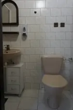 koupelna (sprchový kout, umyvadlo, WC) patřící k ložnici se 3 lůžky v přízemí