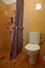 sprchový kout a WC v koupelně