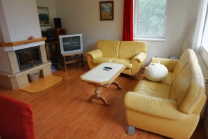 sedací souprava u krbu v obytné místnosti