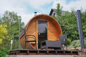 finská sudová sauna na dřevo
