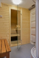 finská sauna se sprchovým koutem