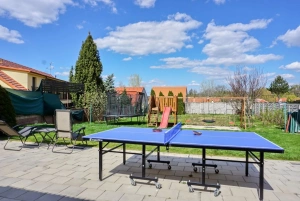 stolní tenis a travnatá část zahrady