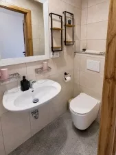 koupelna k ložnici (sprchový kout, umyvadlo, WC)