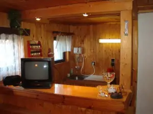 Kuchyňský kout je od obytné místnosti oddělen barovým pultem