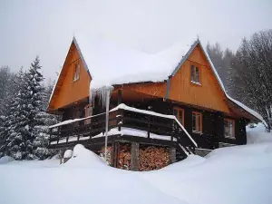 chata Rokytnice nad Jizerou v zimě - dojezd na sjezdovku na lyžích je možný přímo od chaty