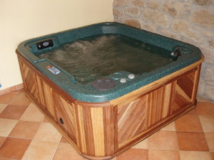 Ve wellness místnosti je k dispozici sauna a vířivá vana