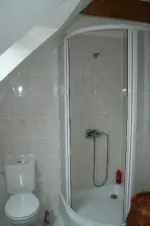 Koupelna je vybavena sprchovým koutem a WC