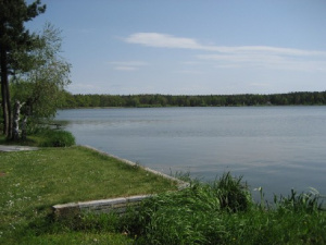 Pohled na rybník od chaty