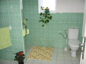Koupelna se sprchovým koutem, WC a umyvadlem - chalupa č. 1