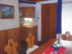 Pohled z obytné místnosti ke kuchyňskému koutu