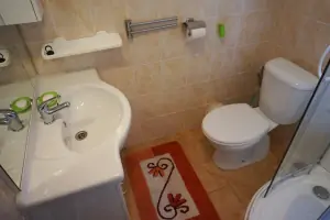 chata: koupelna se sprchovým koutem, WC a umyvadlem