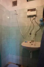 koupelna se sprchou a umyvadlem