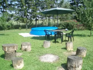 ohniště a zahradní bazén na zahradě